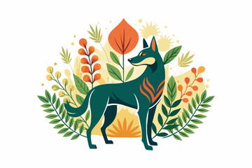 Develop a unique t-shirt design that merges the elegance of an Dog with the simplicity of an white background, creating a seamless blend of nature-inspired art 