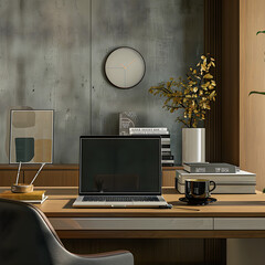 A Vision of Organized and Aesthetically Pleasing Workspace with Minimalist Decor