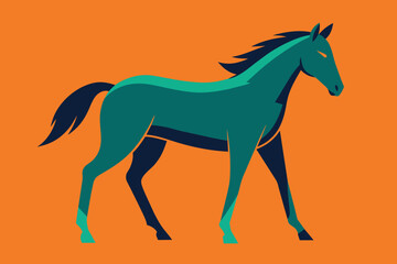 Flat Design Vector Illustration of Horse Silhouette 