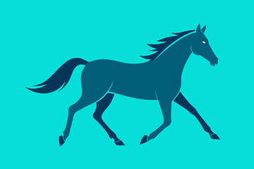 Flat Design Vector Illustration of Horse Silhouette 