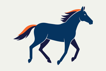Flat Design Vector Illustration of Horse Silhouette 