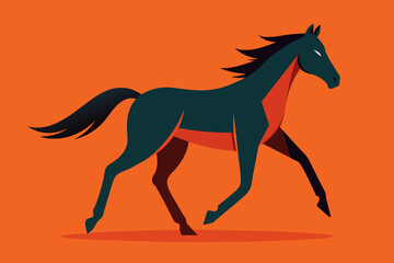 Flat Design Vector Illustration of Horse Silhouette 