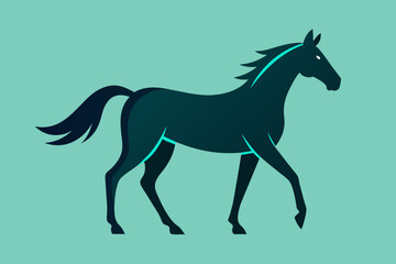 Flat Design Vector Illustration of Horse Silhouette 