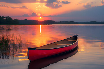 a canoe on a lake