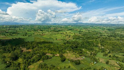 Mountains with rainforest and farmland in a mountainous province. Negros, Philippines.