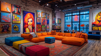 Obraz na płótnie Canvas Pop Art Interior. Stylish Artistry in Modern Living