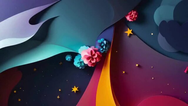 abstract colorful space galaxy with flowers and star universe science wallpaper background.