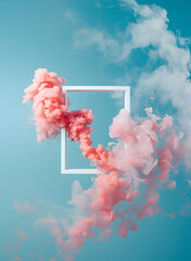 Abstract cloudy pastel colored background, square frame, creative copy space.