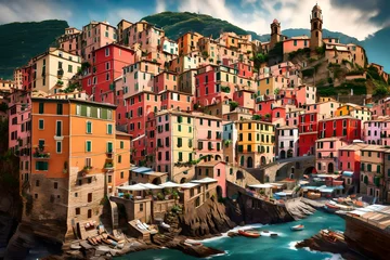Deken met patroon Liguria view of the town