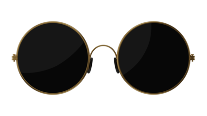 Vintage round black glasses in golden frame isolated on transparent and white background. Glasses concept. 3D render
