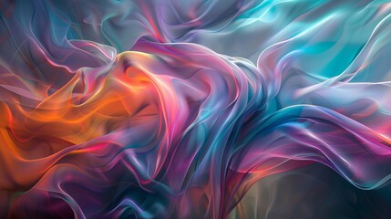 A dreamy abstract design that combines iridescent colors refracting through a textured 3D glass, set against a dark background.
