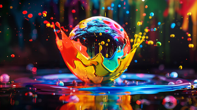 multicolored paints splashed on a  globe