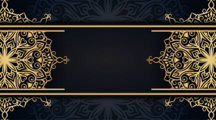 black luxury background  with gold mandala ornaments