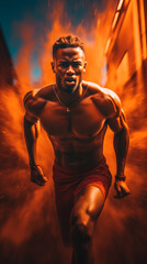 Sport runner.  Athletic young man running