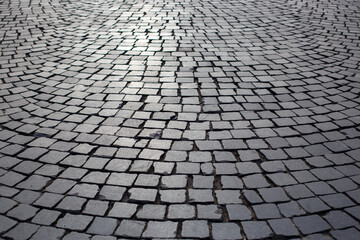 close up shot of a cobblestone alley
