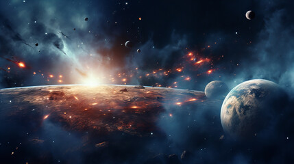 Blue Hues and Nebula Dreams in the Cosmos. Galactic Night. Stellar Dreamscape