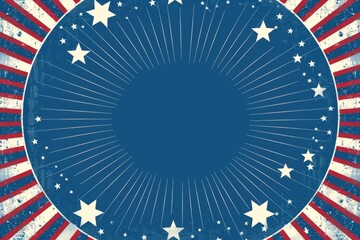 Fototapeta premium An American blue background with stars and stripes on the edges, suitable for a patriotic or political theme Generative AI