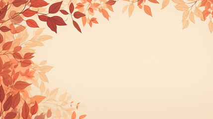 Autumn Leaves Frame, Pastel Warm Tones, Seasonal Background with Copy Space.