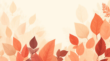 Autumn Leaves Frame, Pastel Warm Tones, Seasonal Background with Copy Space