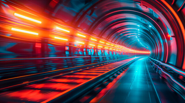 Swift of the Future. Hyperloop Train in Transparent Tunnel