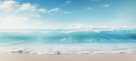 Obraz premium Abstract seascape with blurry waves crashing on beach