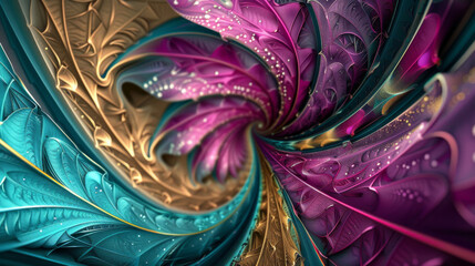 Abstract fractal artwork in vibrant colors - obrazy, fototapety, plakaty