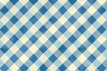 Blue gingham fabric square checkered seamless pattern vintage background vector