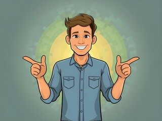 illustration of man showing thumbs up