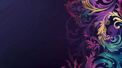 Vibrant abstract background with intricate floral patterns and dark shades