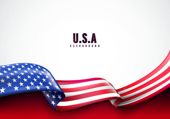 Waving USA Banner. Unites States Of America Concept.