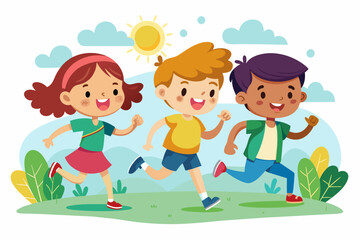 Vector Graphic of Children Running Together 