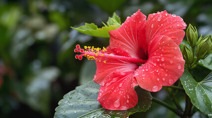 Zbliżenie na różowy kwiat rośliny z gatunku Hibiscus