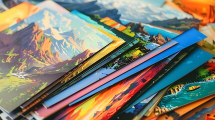 A stack of old-fashioned postcards