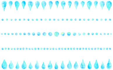 水滴と水玉のラインとフレーム - obrazy, fototapety, plakaty