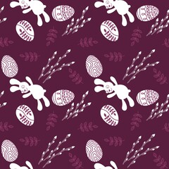 Easter animals bunnies seamless rabbit and eggs pattern for wrapping paper and kids clothes print and party accessories