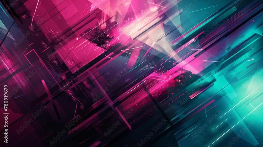 Aufkleber dynamic abstract neon geometric background