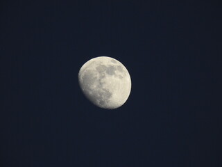 Moon in a dark sky, fourth phase, waxing gibbous, over Galloway, New Jersey. 