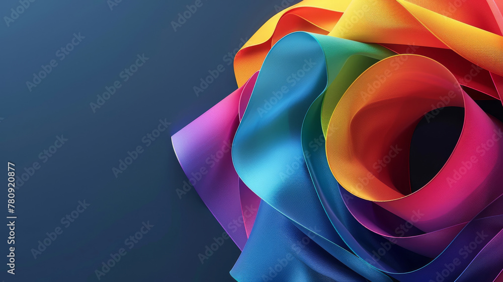 Aufkleber abstract colorful ribbon waves on dark background