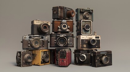 A collection of vintage cameras