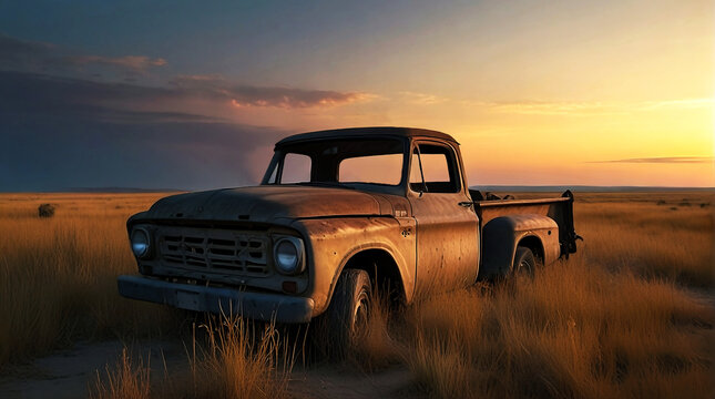 Wreck of a pickup truck