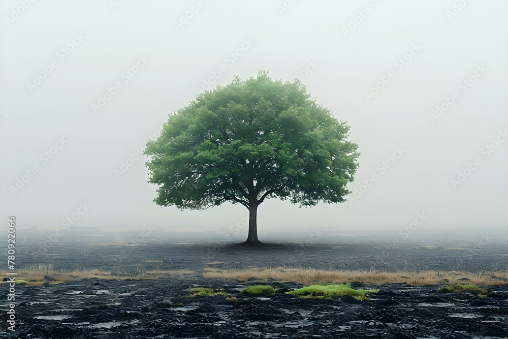 Poster isolated tree with clipping path for art prints in photoshop. concept clipping path tutorial, isolat