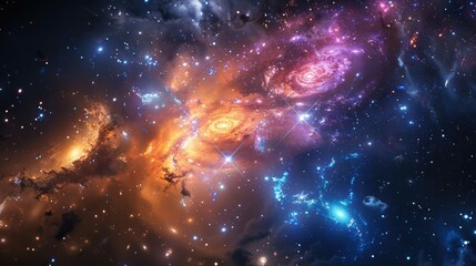 Stunning Cosmic Cluster Showcasing the Grandeur of the Galactic Realm - obrazy, fototapety, plakaty