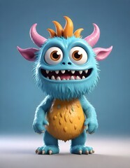 A Blue cartoon monster animal
