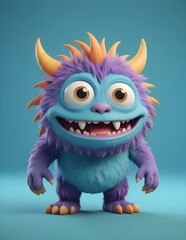 Fototapeta premium A Blue cartoon monster animal