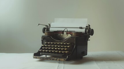 A vintage typewriter sitting elegantly against a white backdrop.