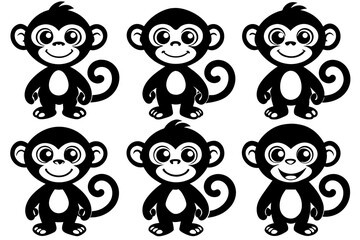 Cute monky Icon Vector Illustration 