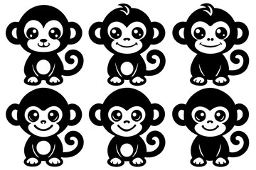 Cute monky Icon Vector Illustration 