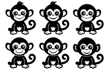 Cute monky Icon Vector Illustration 