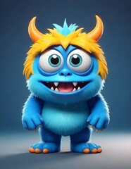 A Blue cartoon monster animal