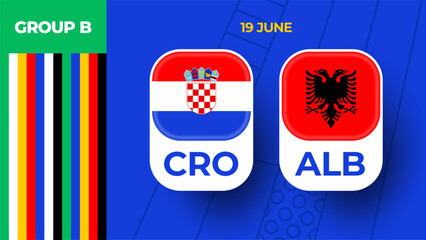 Croatia vs Albania football 2024 match versus. 2024 group stage championship match versus teams intro sport background, championship competition